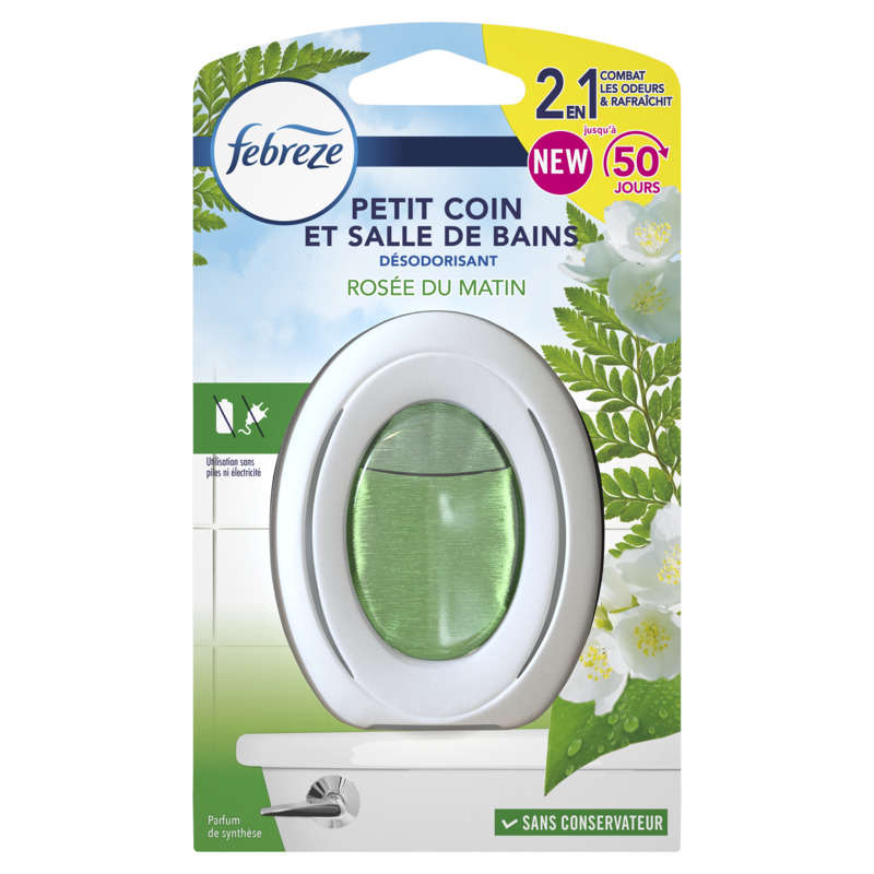 Febreze petit coin salle de bain désodorisant rosée du matin 7.5ml