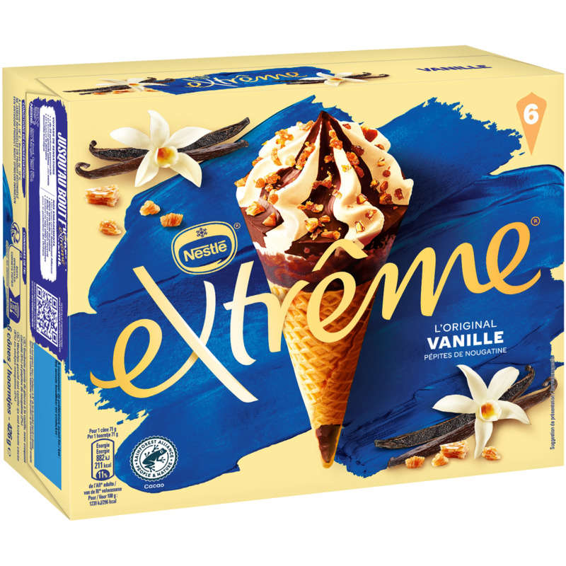 Nestlé Extrême Cônes Vanille & Nougatine x6 426g