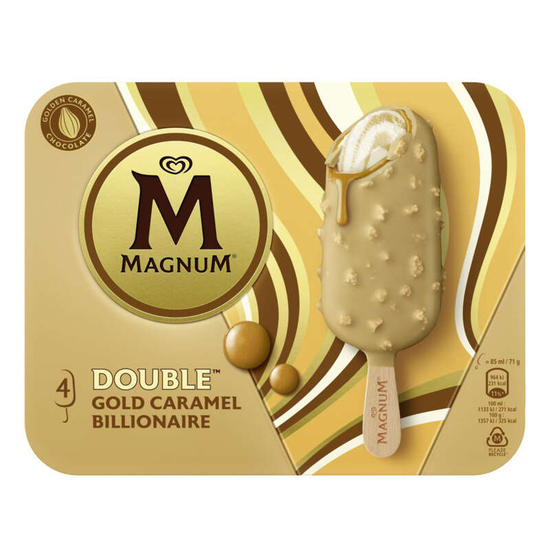 Magnum Double Gold Caramel Billionaire Bâtonnet de Glace x4 284g