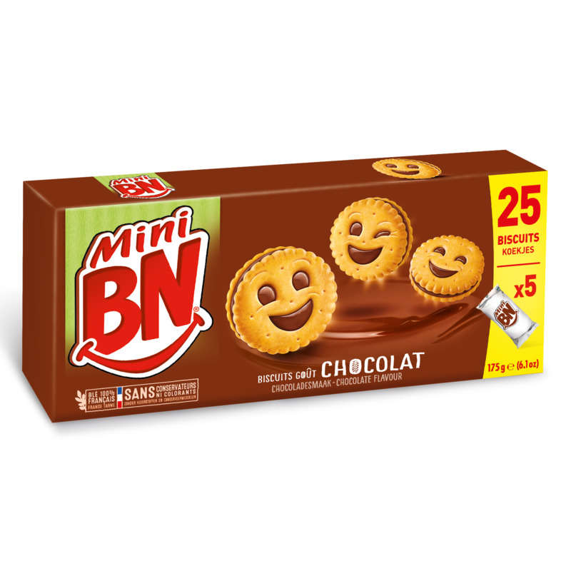 Mini BN biscuits fourrés goût chocolat 175g