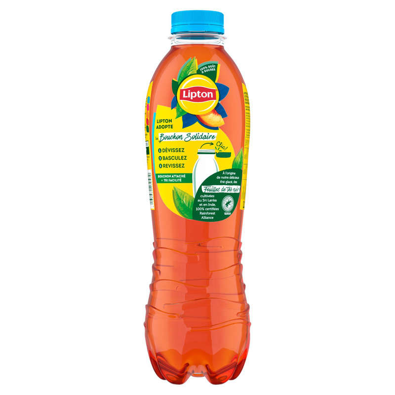 Lipton - Ice Tea - Boisson au Thé zero sucres saveur pêche - La bouteille de 1,25L