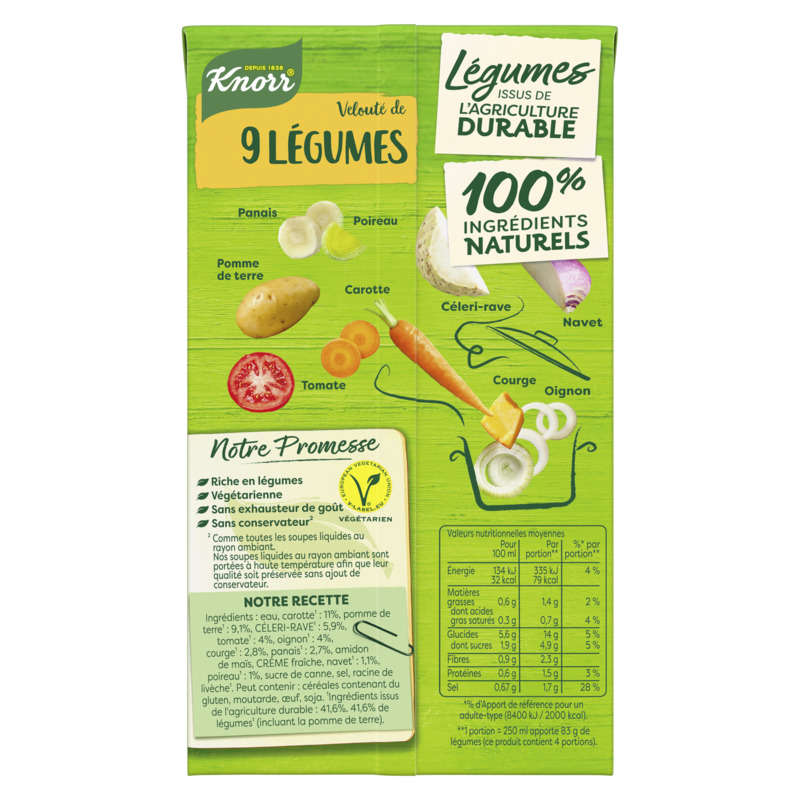 Knorr Soupe Liquide Velouté de 9 Légumes 1l