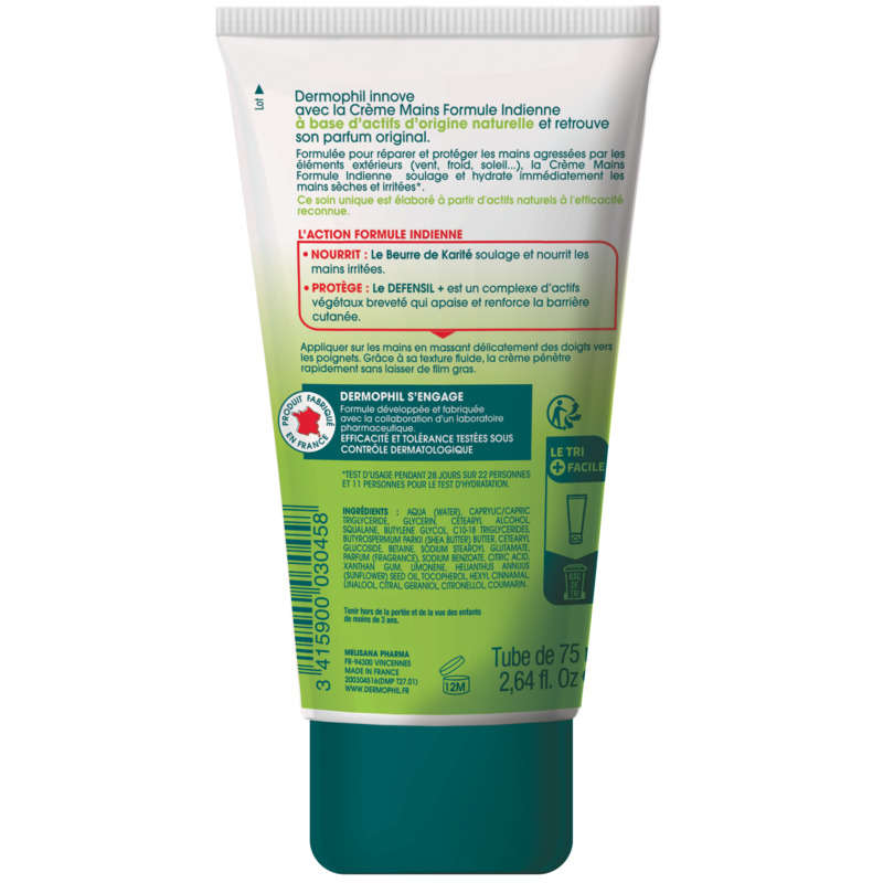 Dermophil (Gms) Crème Réparatrice Protectrice Mains Sèches Et Irritées 75ml