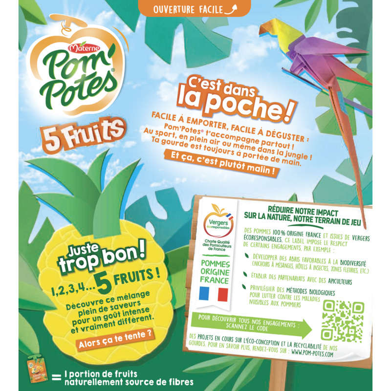 Pom'potes compote multifruits tropical le pack de 4x90g