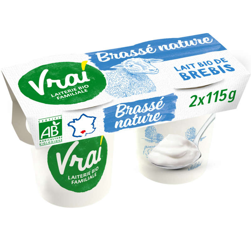 Vrai Yaourt brassé au lait entier de brebis Bio 2x115g