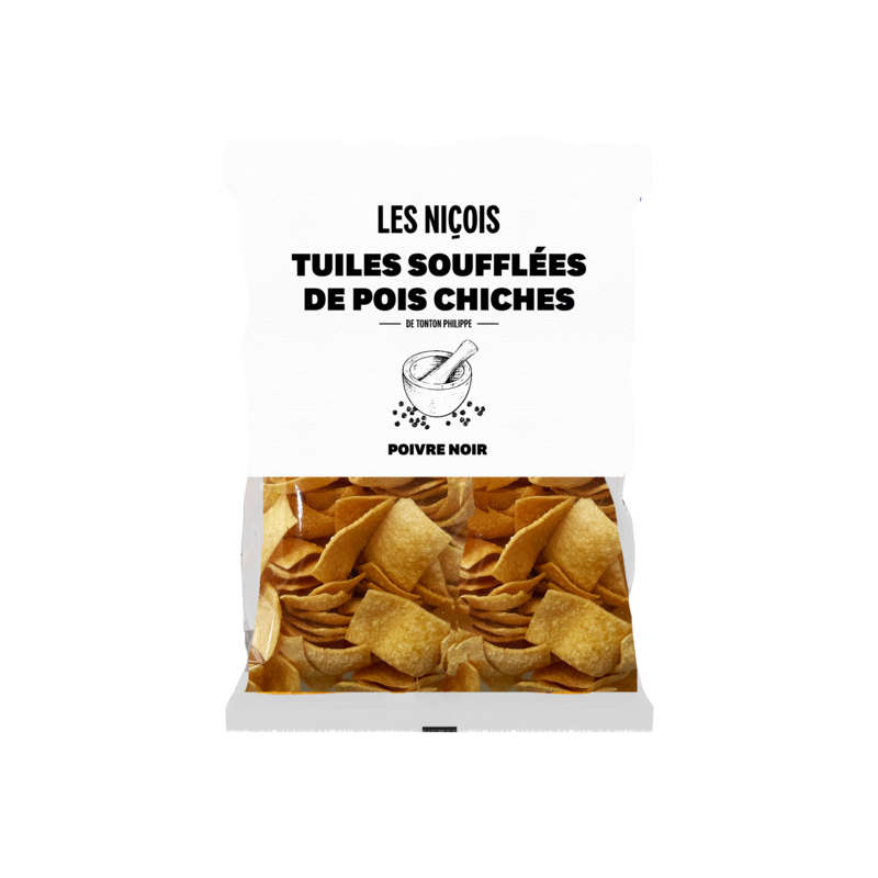 Les Niçois Tuiles soufflées de pois chiches poivre noir 100g