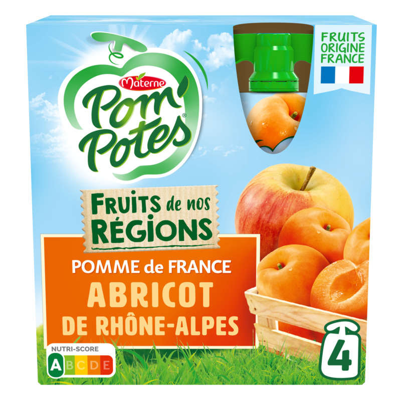 Pom'Potes Compote Pomme Abricot De Rhône-Alpes 4x90g