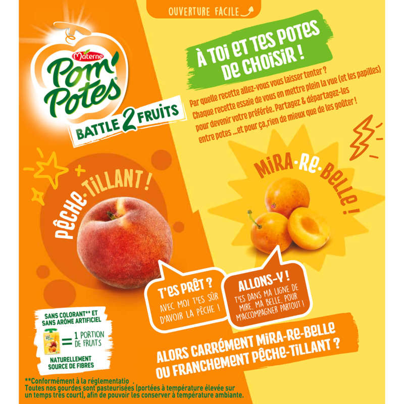 Materne Pom'Potes Pomme Abricot Pêche & Pomme Abricot Mirabelle 4x90g