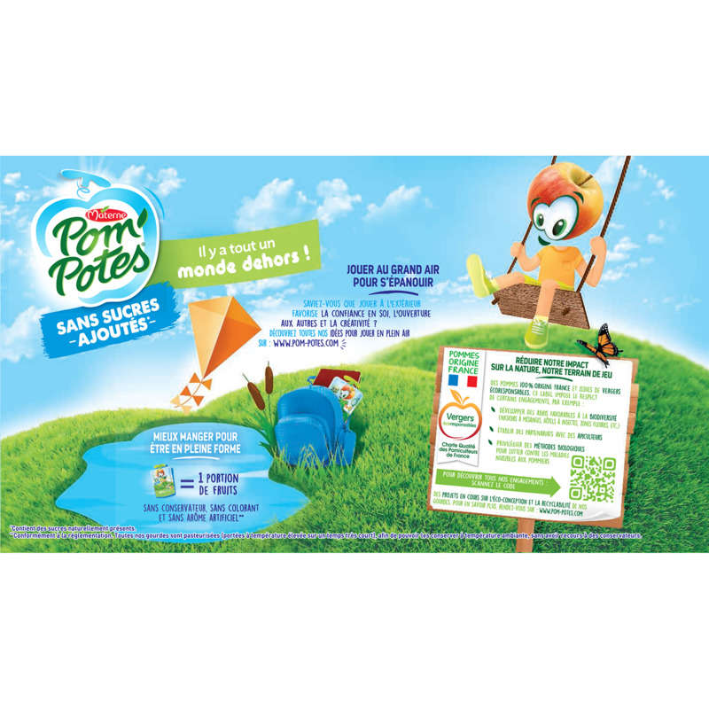 Pom'Potes Pomme/Pomme Poire/Pomme Fraise/Pomme Banane Fraise 12x90g