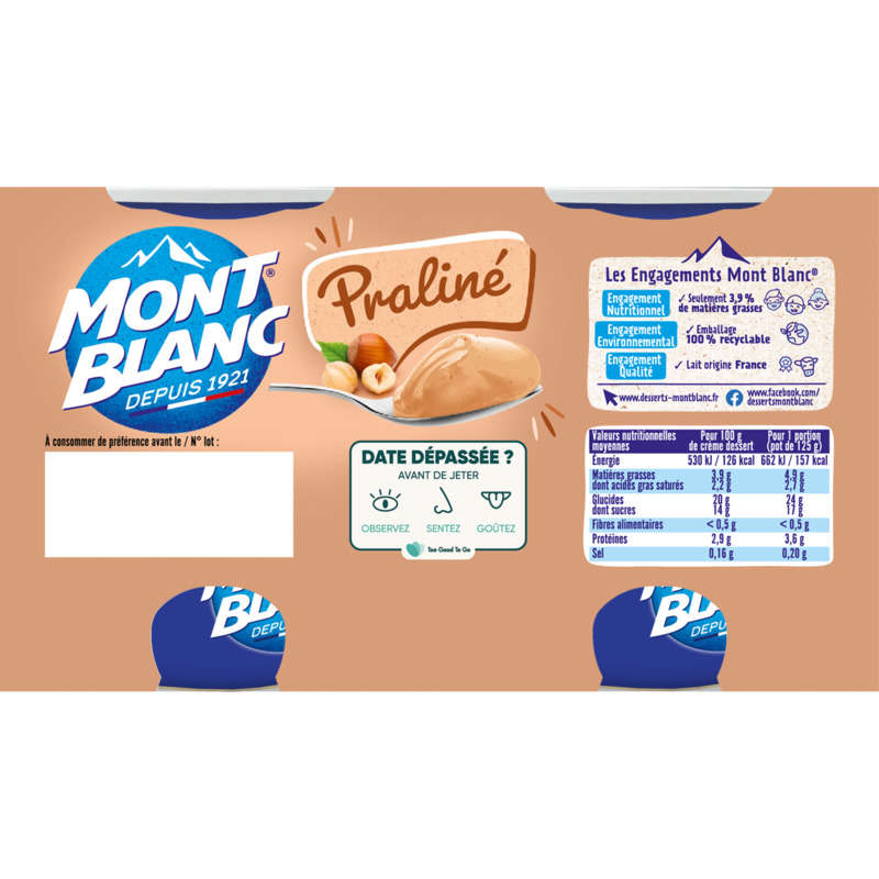 Mont Blanc Crème Dessert Praliné 4x125g