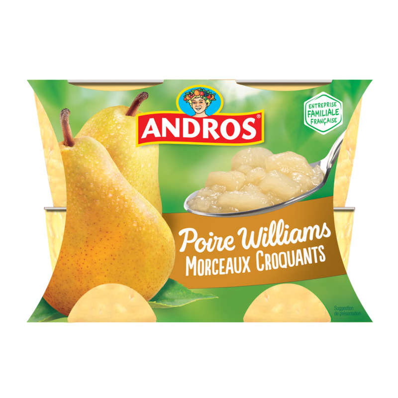 Andros Compote Poire morceaux croquants 4x100g