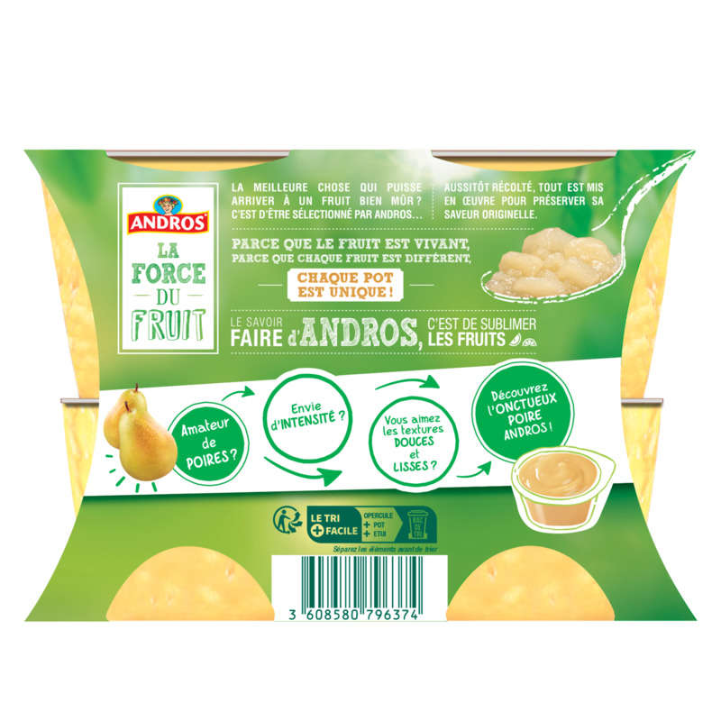 Andros Compote Poire morceaux croquants 4x100g