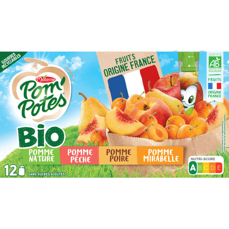 Pom'potes compotes gourdes bio multivariétés 12x90g