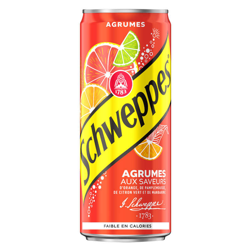 Schweppes soda Naturels d'Orange & Pamplemousse, Citron Vert Et Mandarine 33cl