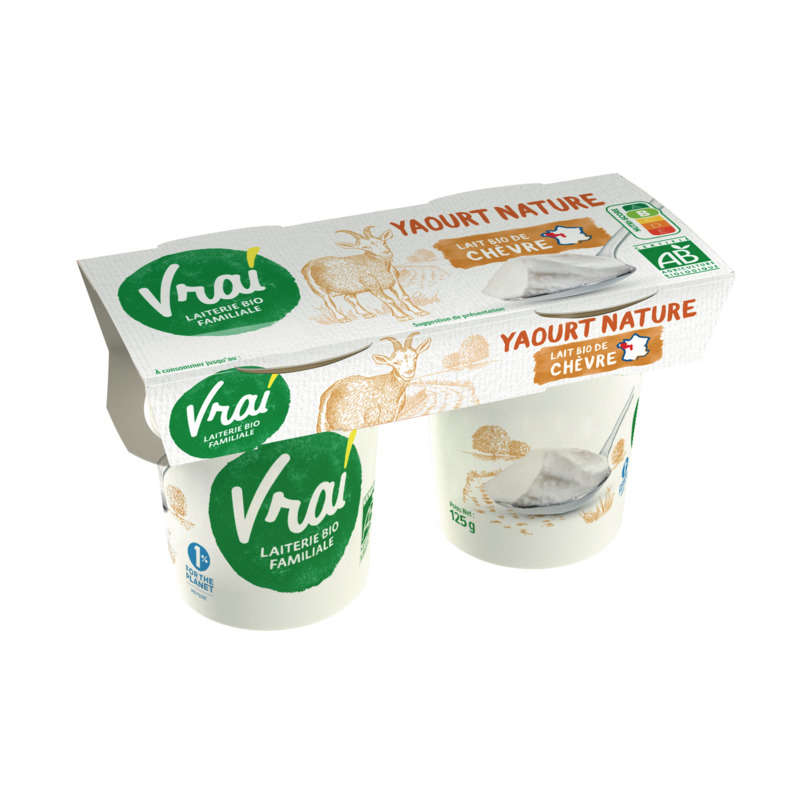 Vrai Yaourt Nature Au Lait De Chèvre Bio 2x125g