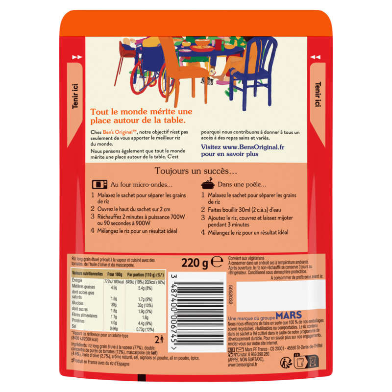 Ben's Original Riz Tomate à l’Italienne Micro-Ondable 220g