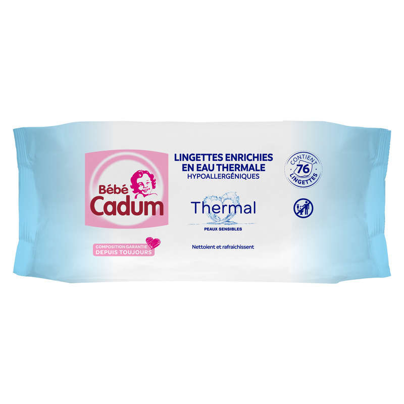 Bébé Cadum Lingettes Bébé Eau Thermales des Alpes x76