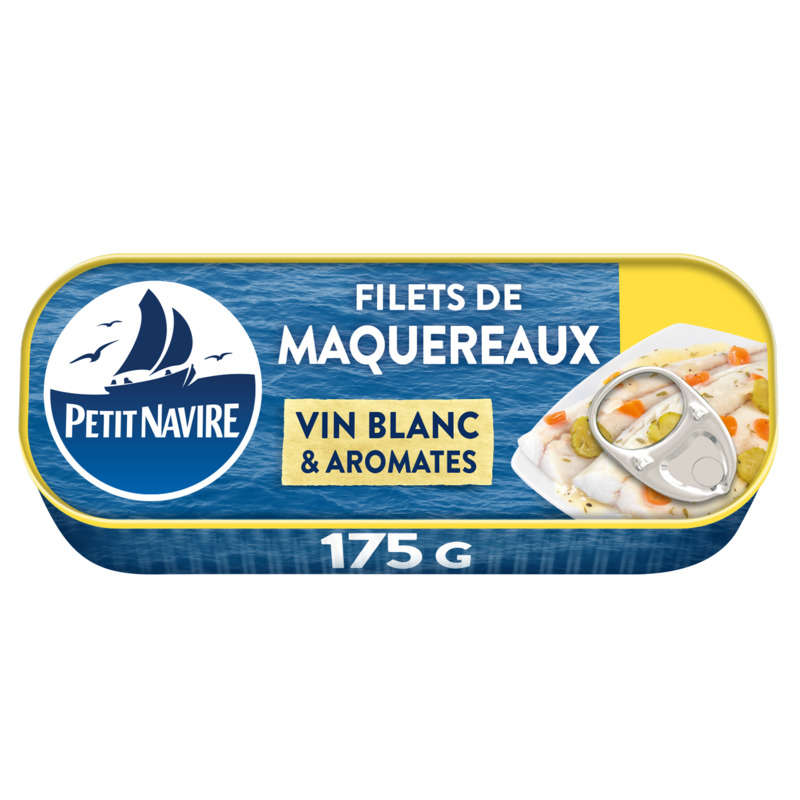 Petit Navire Filets Maquereaux, vin blanc et aromates 175g