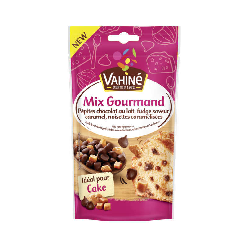 Vahiné Mix Gourmand Pépites chocolat au lait, fudge saveur caramel 100g