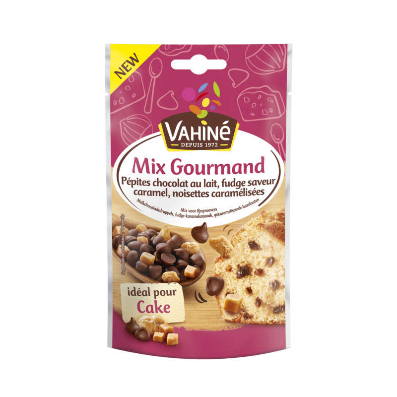 Vahiné Mix Gourmand Pépites chocolat au lait, fudge saveur caramel 100g