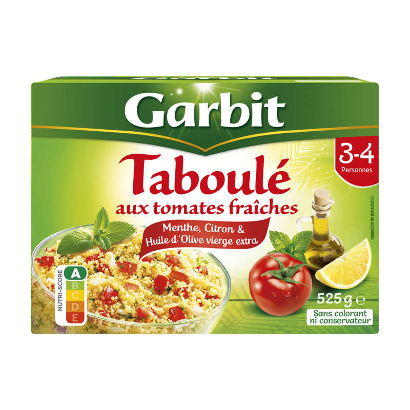 Garbit Taboulé aux tomates fraîches, menthe, citron & huile d'olive 525g