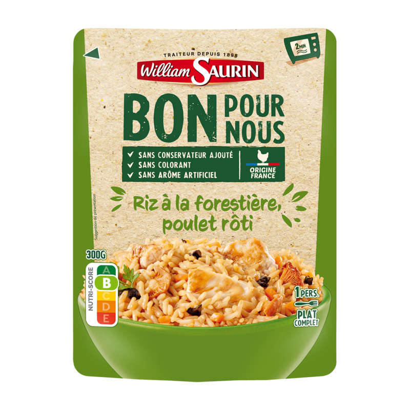 William Saurin Bons pour nous Riz à la forestière poulet rôti 300g