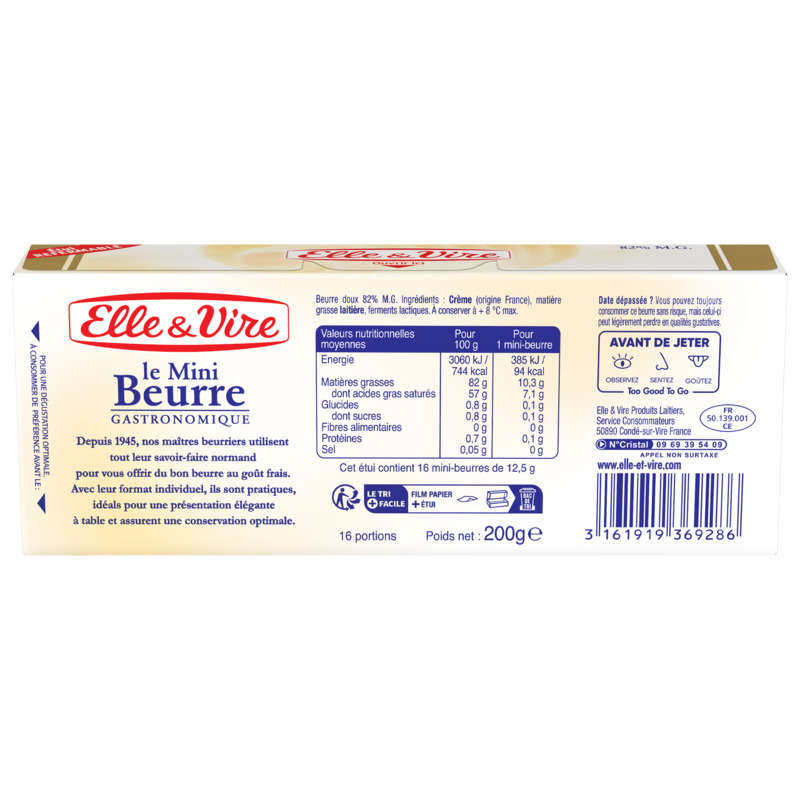 Elle & vire Beurre Gastronomique Doux x16 Portions 200g