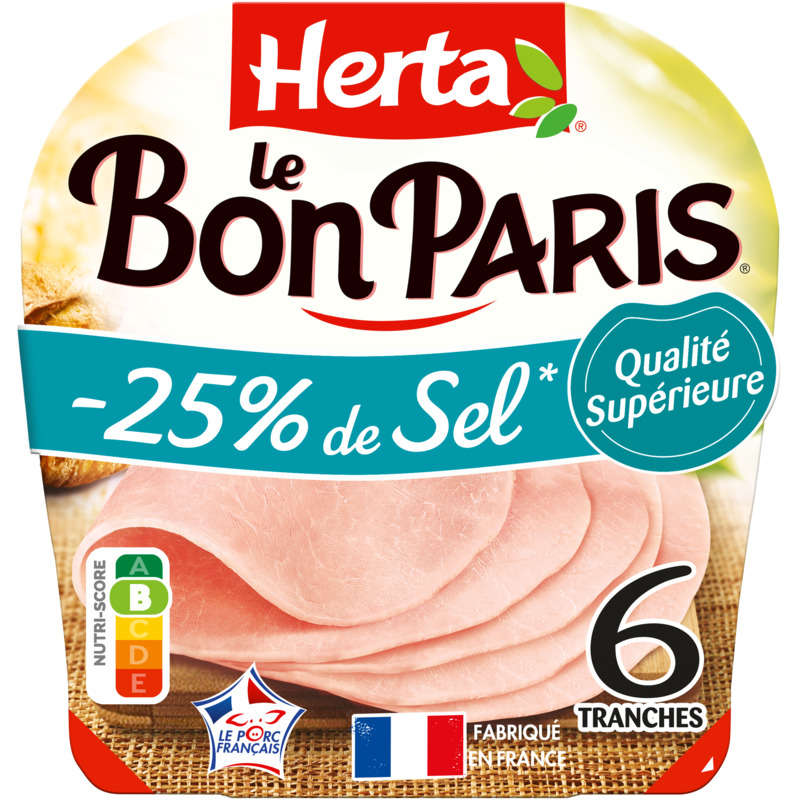 Herta Le Bon Paris Jambon avec moins de 25% de sel x6 210g