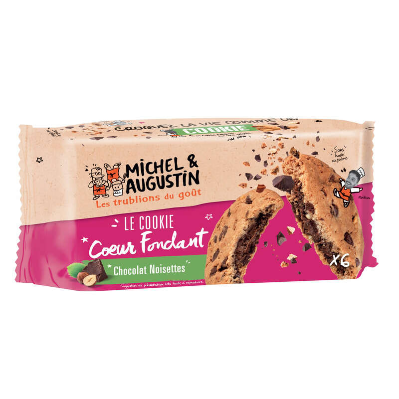 Michel & Augustin Cookies Cœur Fondant Chocolat Et Noisettes 180g