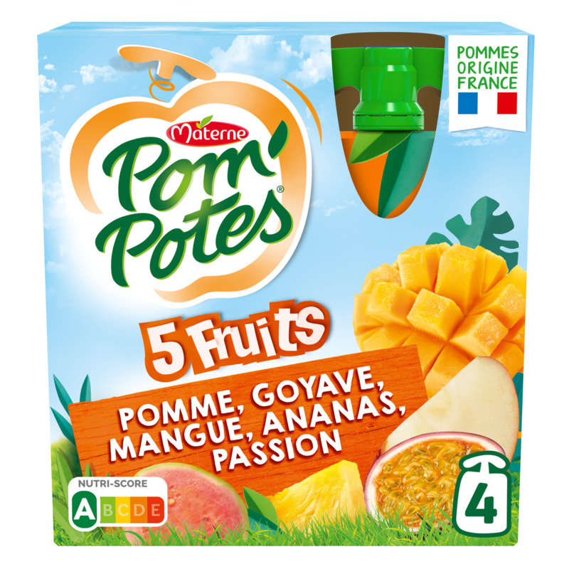 Pom'potes compote multifruits tropical le pack de 4x90g