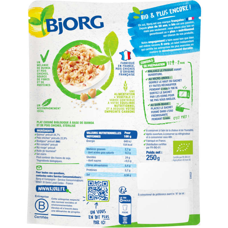 Bjorg Quinoa & pois chiches, bio 250g