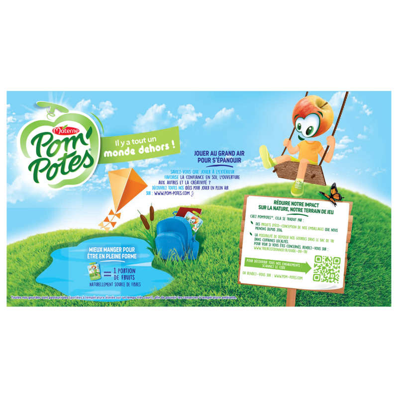Pom'Potes Classiques mix Pomme, Fraises, Poires Abricots 12x90g