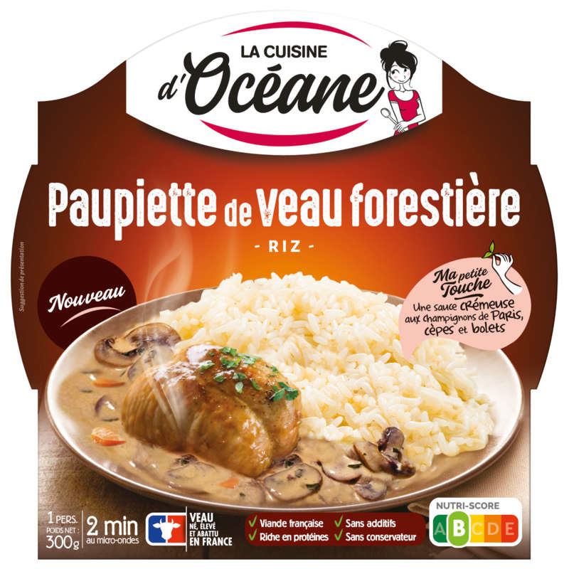 La Cuisine D'Océane paupiette de veau aux champignons et riz 300g