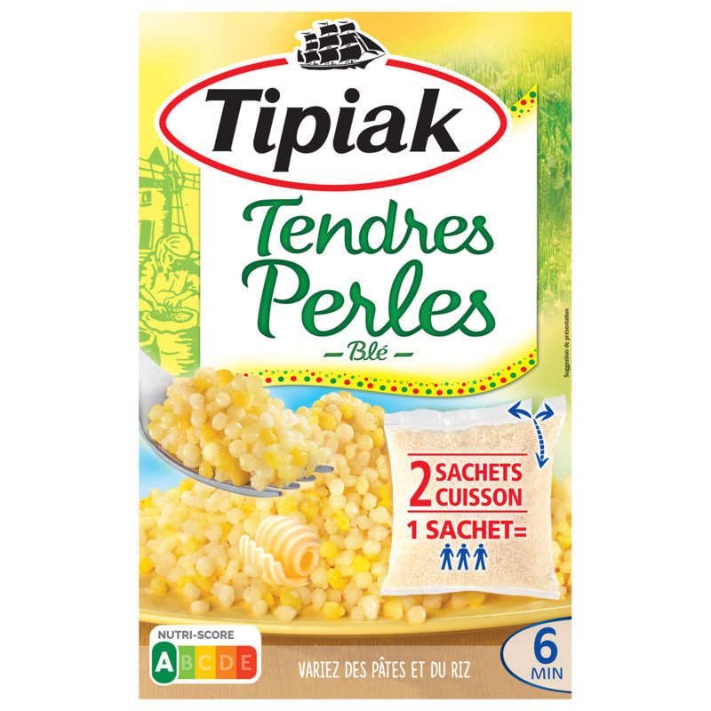 Tipiak Blé Tendres Perles Prêt en 5min Sachets Cuisson x2, 350g