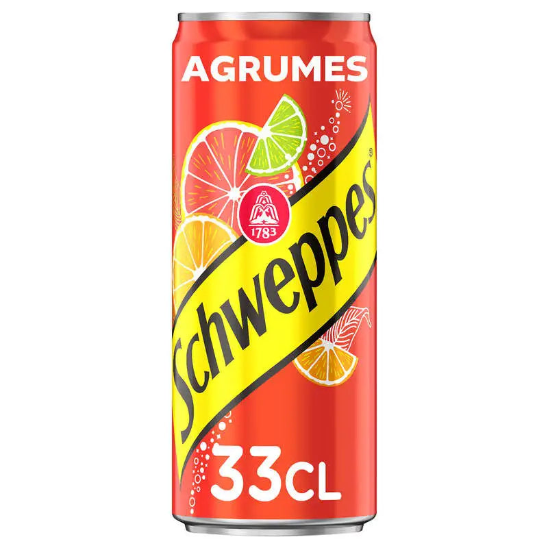Schweppes soda Naturels d'Orange & Pamplemousse, Citron Vert Et Mandarine 33cl