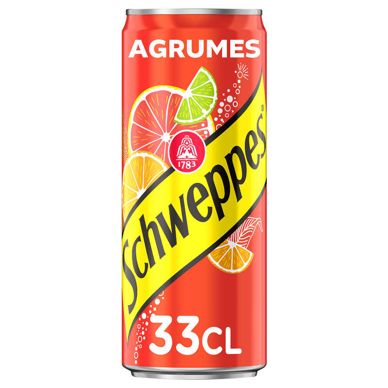 Schweppes soda Naturels d'Orange & Pamplemousse, Citron Vert Et Mandarine 33cl