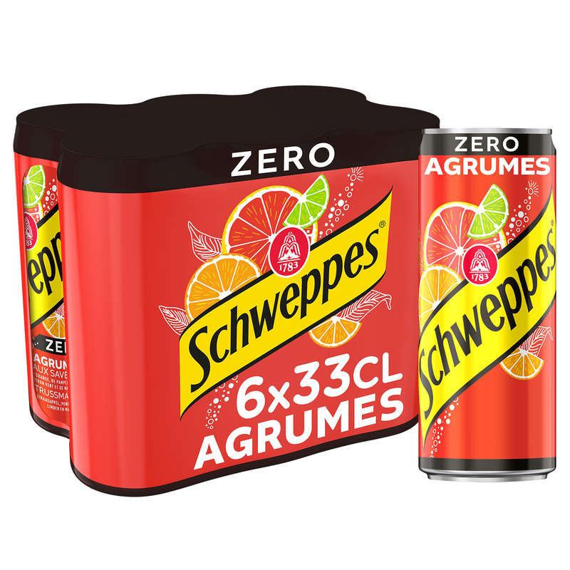 Schweppes Zéro Agrumes Boisson Gazeuse Pack de 6x33cl