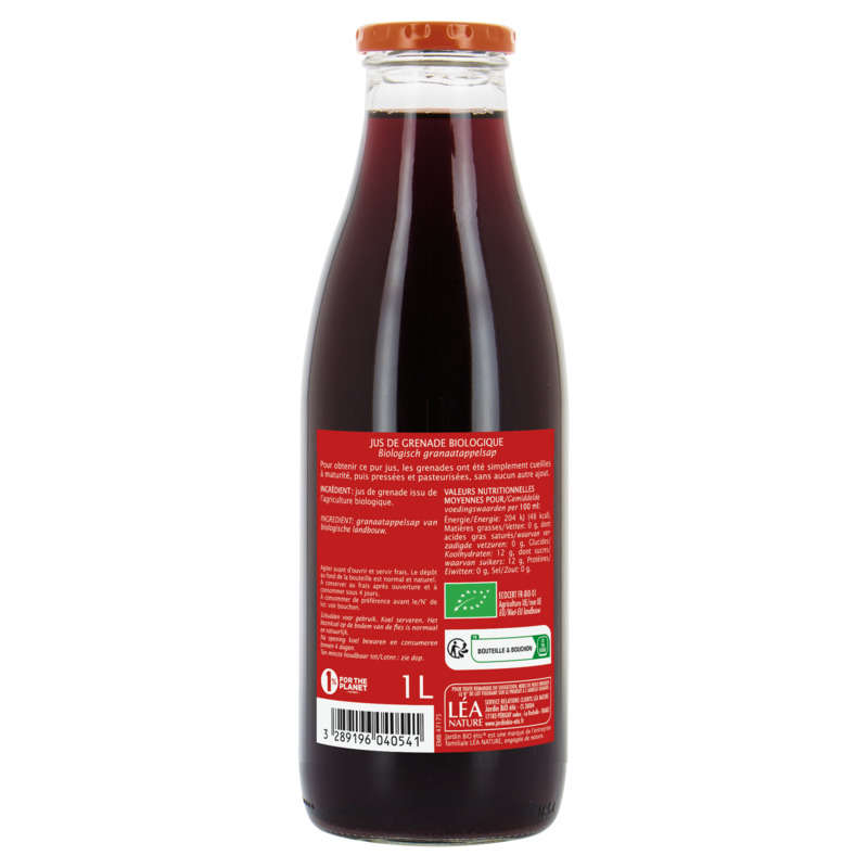 Jardin Bio Jus de grenade bio la bouteille de 1L