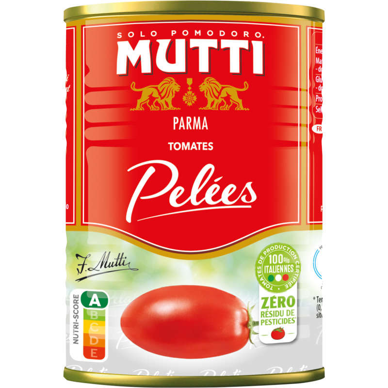 Mutti Tomates Pelées Zéro Résidu de Pesticides 400g