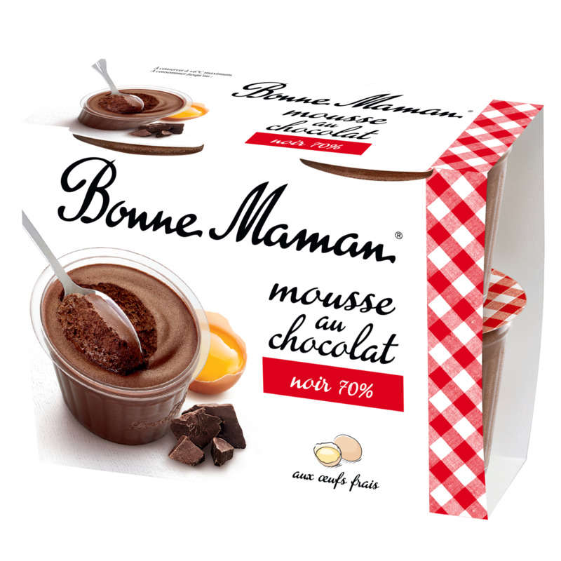 Bonne Maman Mousse Au Chocolat Noir 70% Intense 4x50g