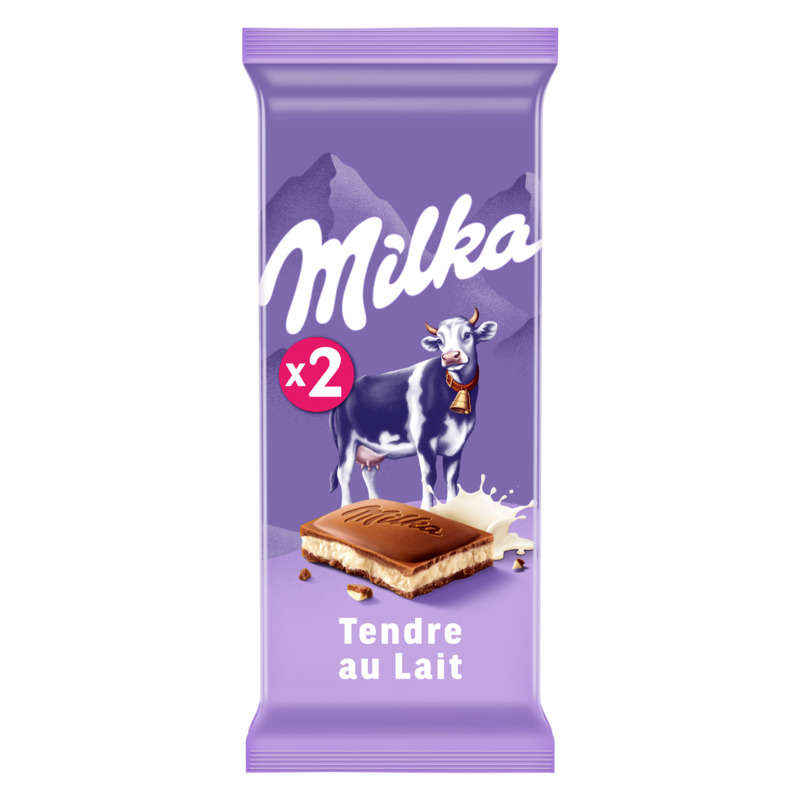 Milka Tablette Chocolat Tendre Au Lait 2x100g