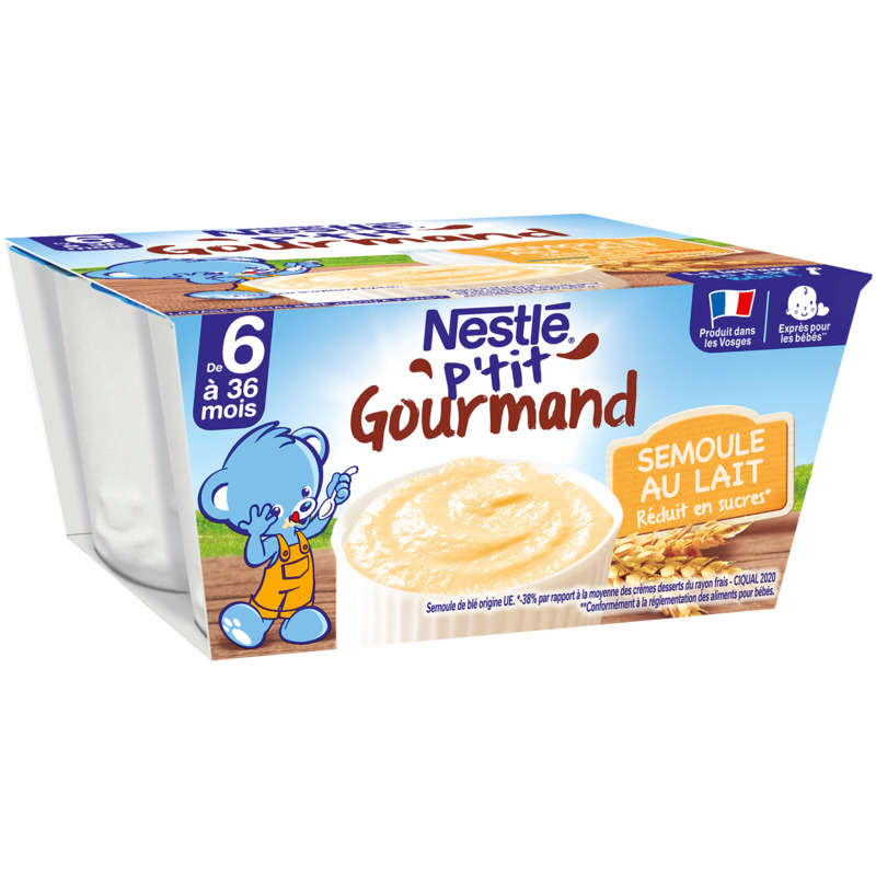 Nestlé P'Tit Gourmand Semoule au Lait dès 6 Mois 4x100g