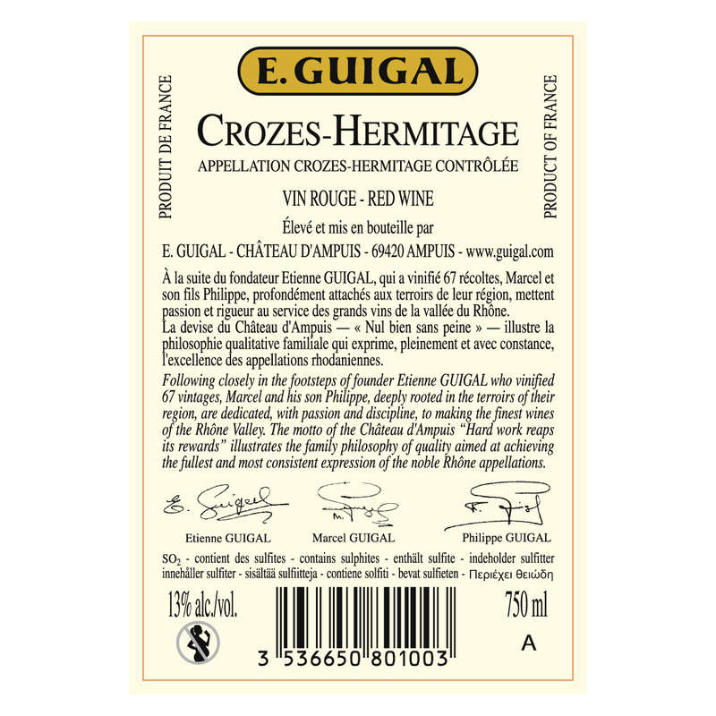 Crozes Hermitage Domaine E. Guilgal Vin Rouge Aop 75cl