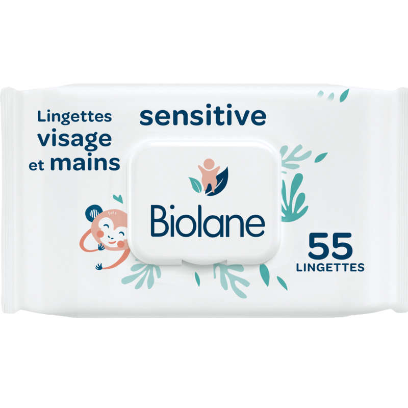 Biolane Lingettes Visage Et Mains Sensitives x55