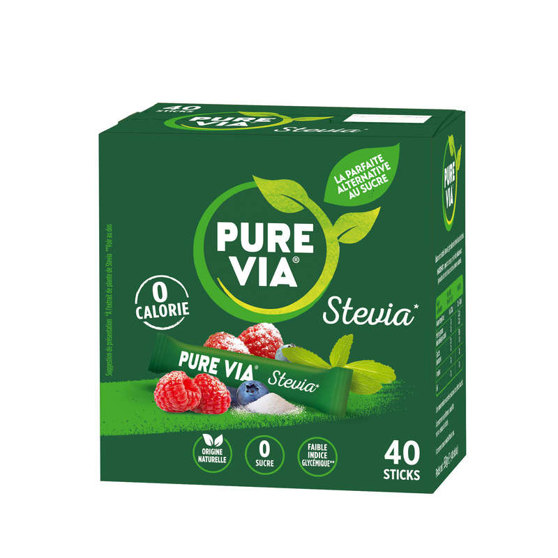 Pure Via Édulcorant Stévia Boîte 40 Sticks