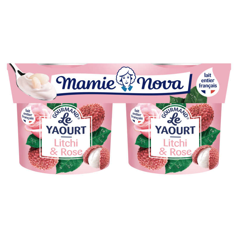 Mamie Nova Yaourt Brassé Sucré Aux Litchi Rose 2x150g