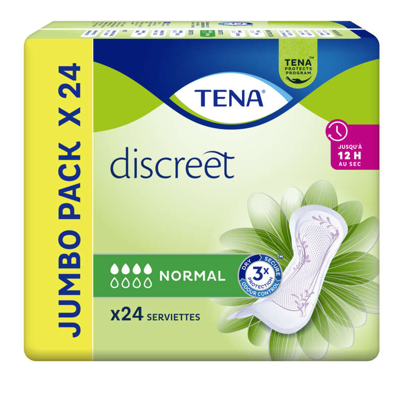 Tena Serviettes Discreet Normal Jumbo Pack X24