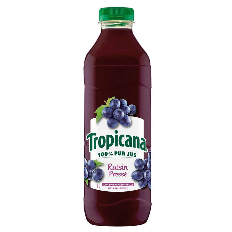 Tropicana Pur Jus de Raisin Pressé la Bouteille de 1L