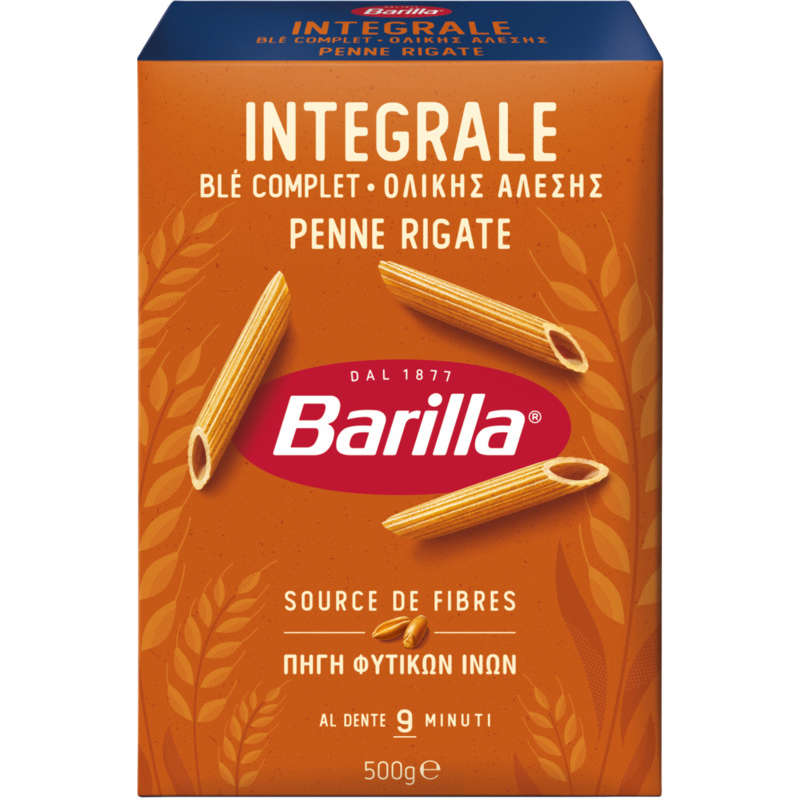 Barilla Pâtes penne rigate au blé complet intégrale 500g