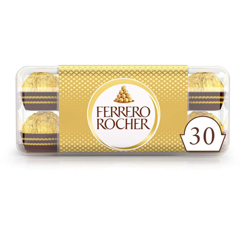 Ferrero Rocher Fines x30 Gaufrettes Enrobées De Chocolat Au Lait Noisettes 375g